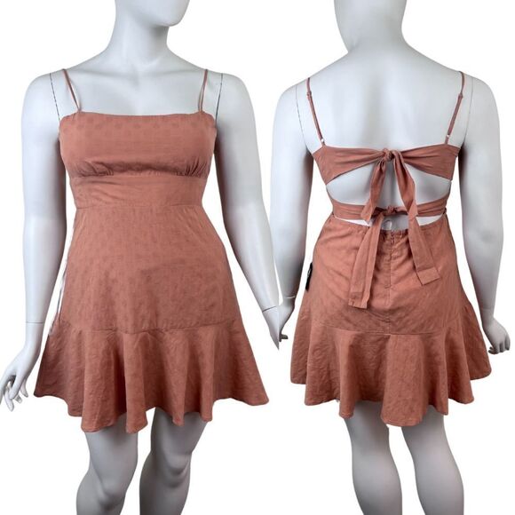 Lulus Women Size XL Orange Days of Dreaming Cotton Dot Tiered Mini NEW Dress - Picture 1 of 14